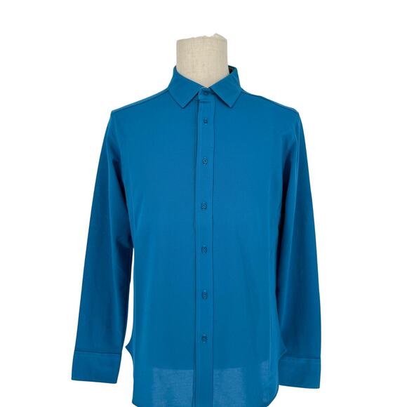 Robert Graham Casual Button Front Long Sleeve Shirt Solid Marine Blue M - Picture 10 of 10
